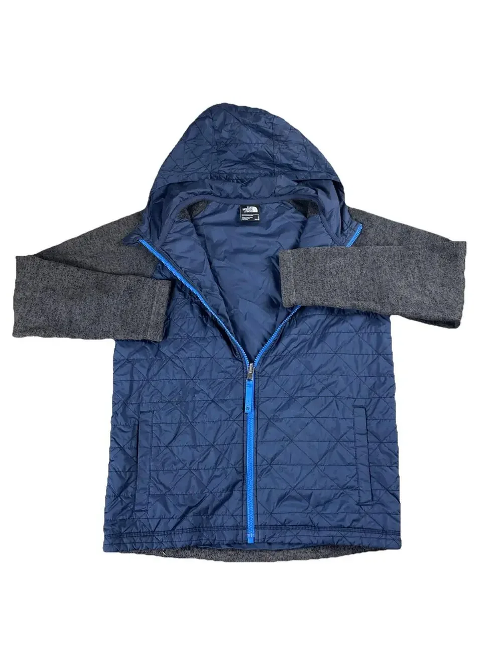 The North Face Micro Thermoball Puffer Jacket Boys Large Blue Hooded Primaloft